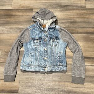 American Eagle Hooded Denim Jean Jacket Medium